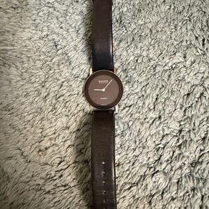 Men's Berenger Steel Classic Black Leather Watch